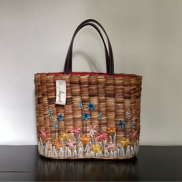 Handbags - August Floral Raffia Bag